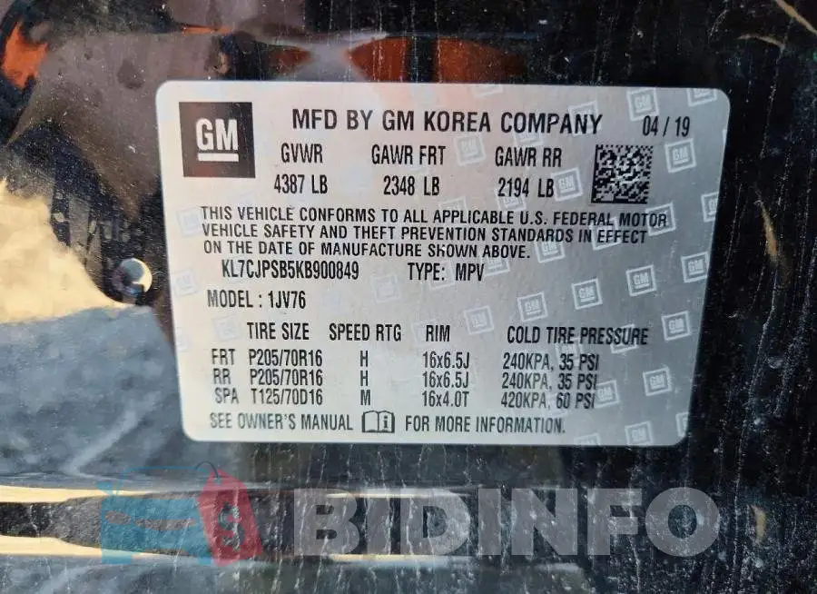 KL7CJPSB5KB900849 Photo# 13