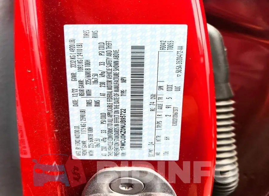 1FMCU0KZ0NUB95722 Photo# 12
