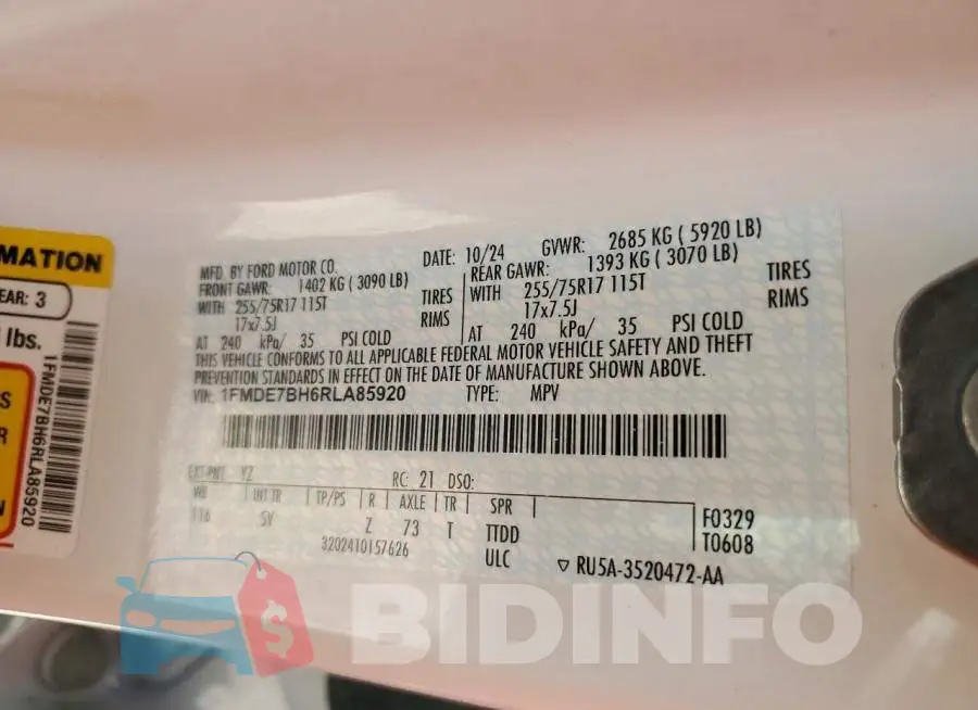 1FMDE7BH6RLA85920 Photo# 13