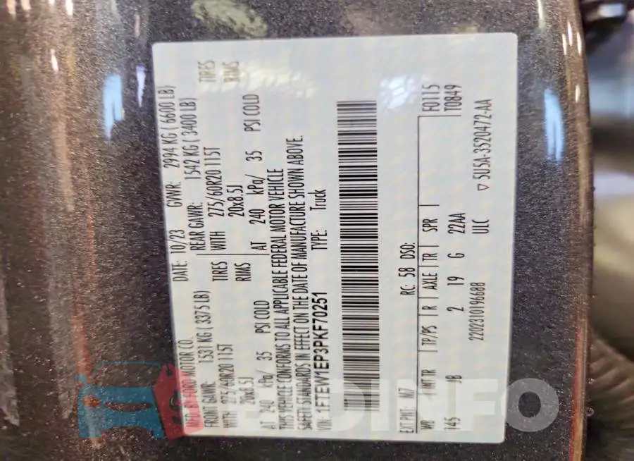 1FTEW1EP3PKF70251 Photo# 12