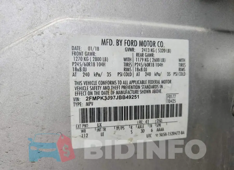 2FMPK3J97JBB49251 Photo# 14