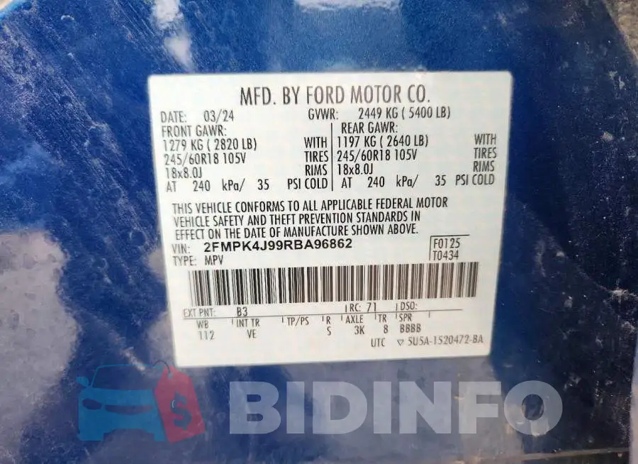 2FMPK4J99RBA96862 Photo# 14