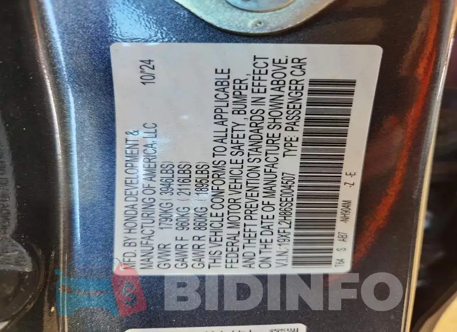 19XFL2H86SE004507 Photo# 13