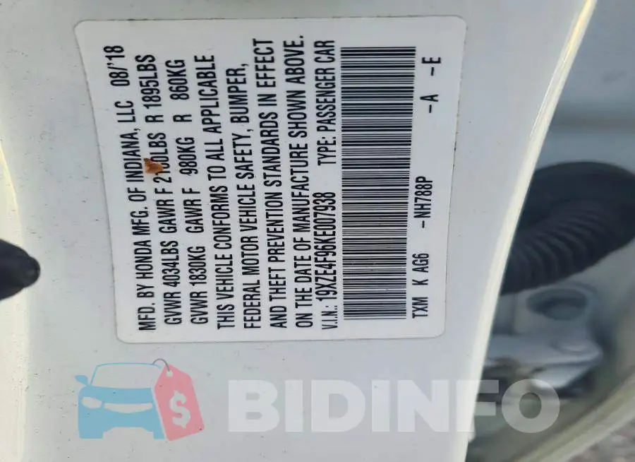 19XZE4F96KE007938 Photo# 13