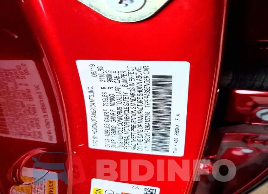 1HGCV1F12KA127576 Photo# 12