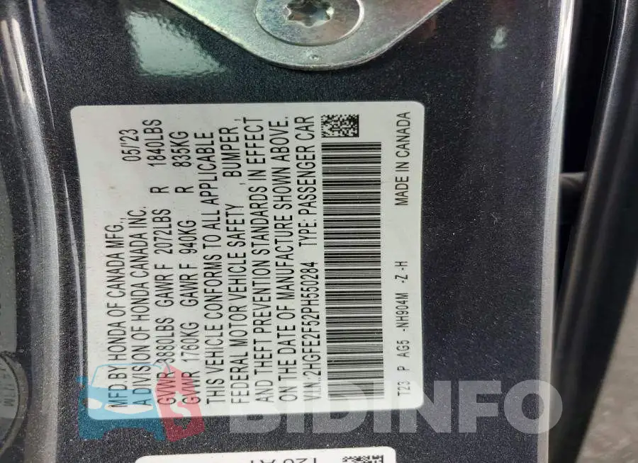 2HGFE2F52PH550284 Photo# 12