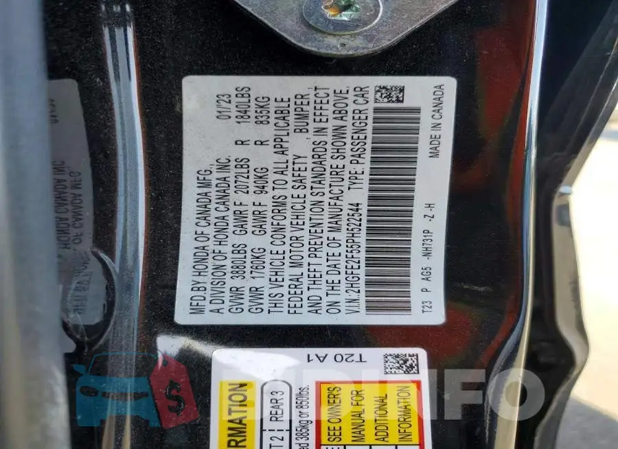 2HGFE2F55PH522544 Photo# 12