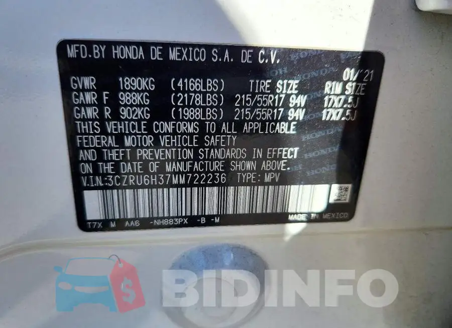 3CZRU6H37MM722236 Photo# 13