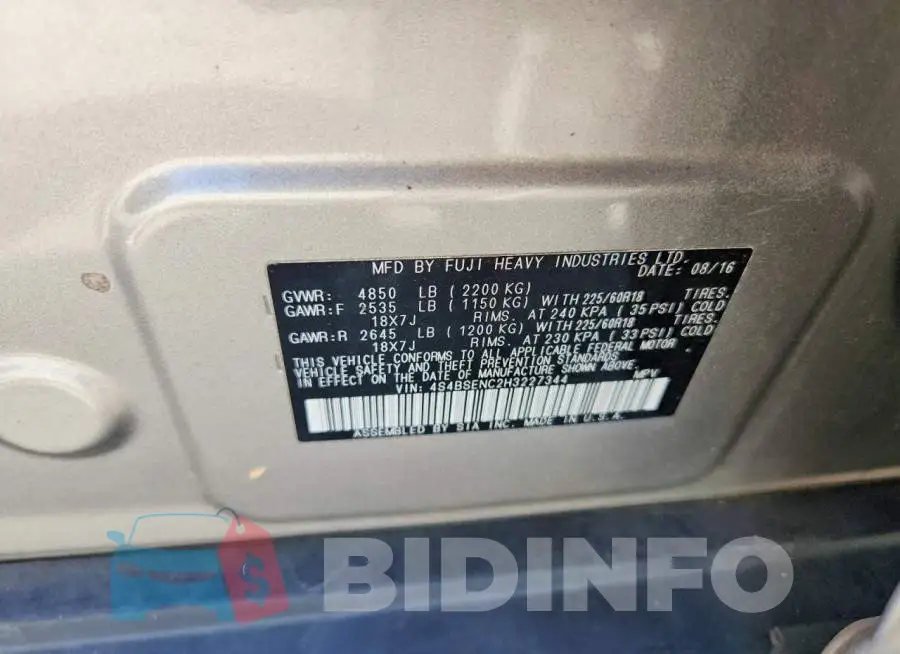 4S4BSENC2H3227344 Photo# 12