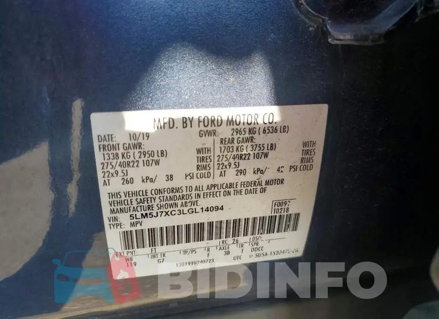 5LM5J7XC3LGL14094 Photo# 13
