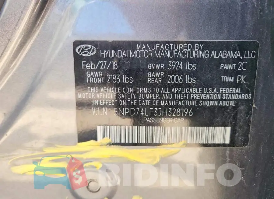 5NPD74LF3JH328196 Photo# 12