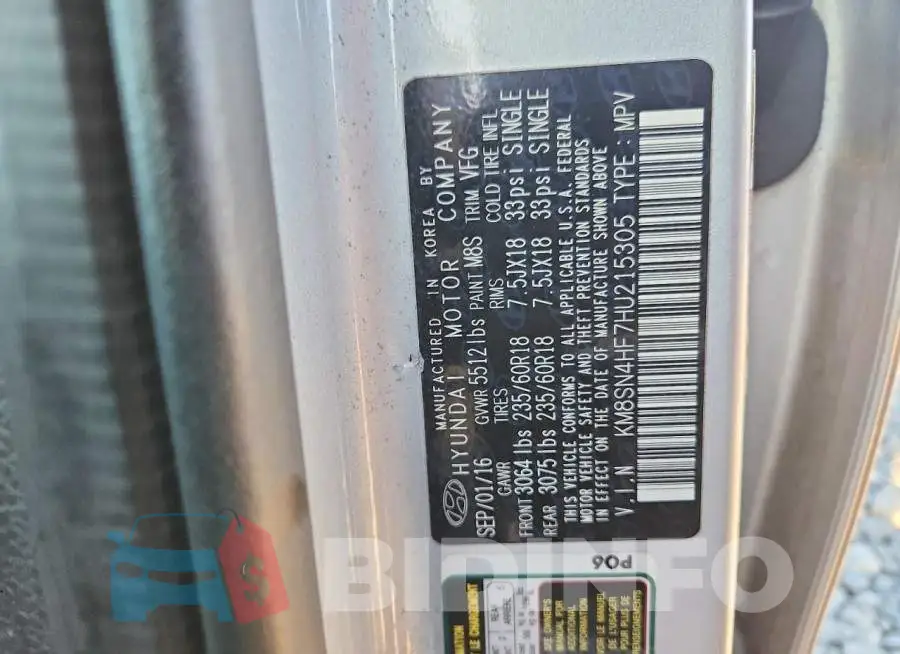 KM8SN4HF7HU215305 Photo# 13