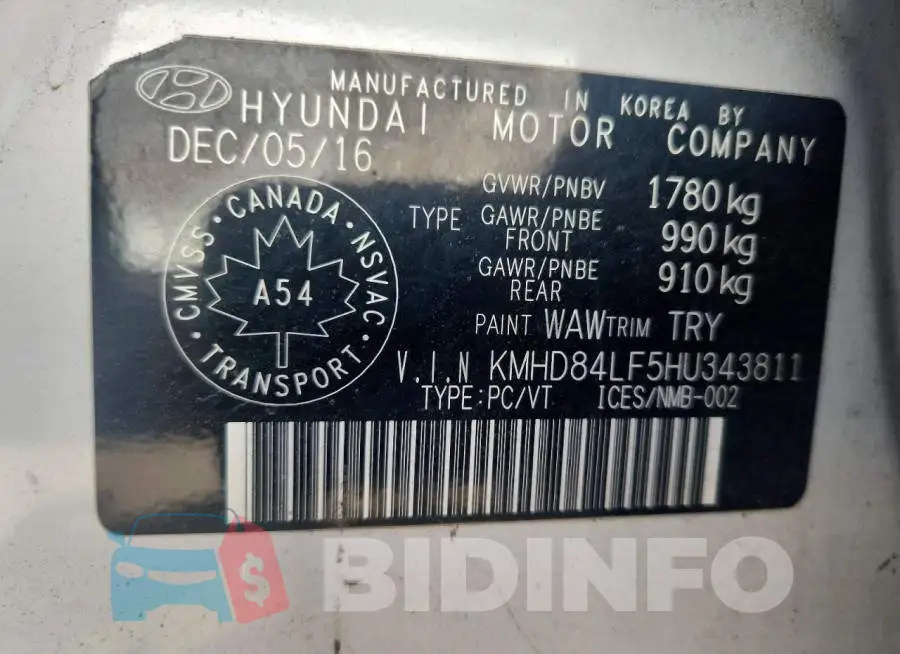 KMHD84LF5HU343811 Photo# 12