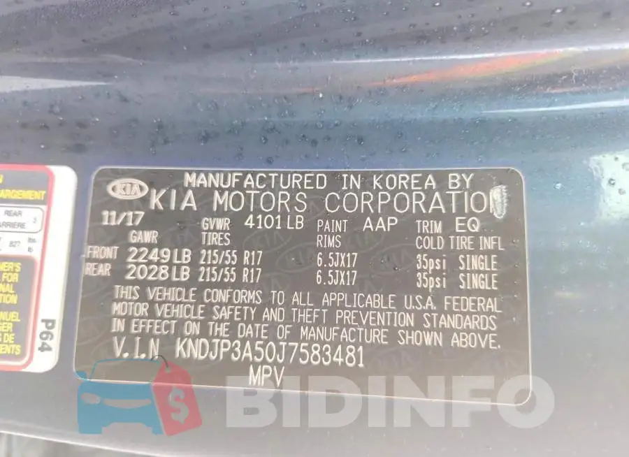 KNDJP3A50J7583481 Photo# 14