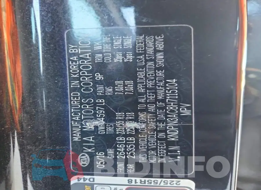KNDPN3AC8H7115104 Photo# 13