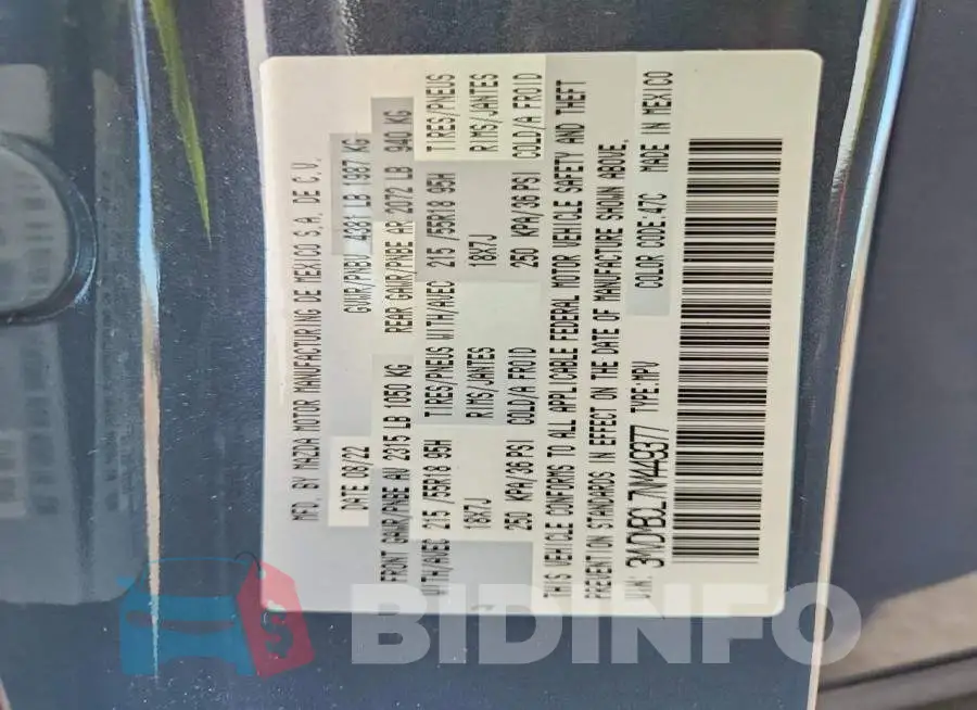 3MVDMBCL7NM449377 Photo# 13