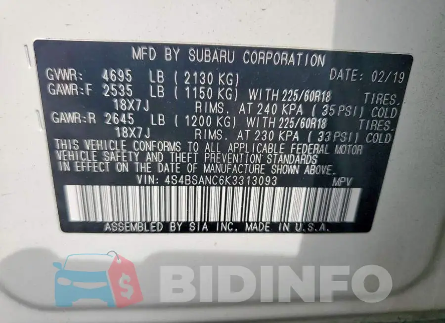 4S4BSANC6K3313093 Photo# 13