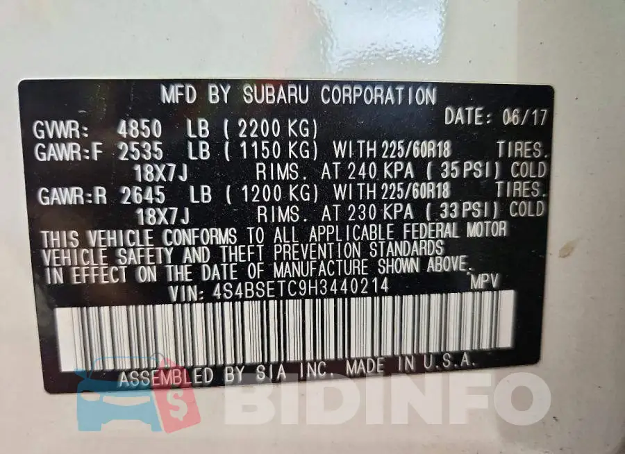 4S4BSETC9H3440214 Photo# 13
