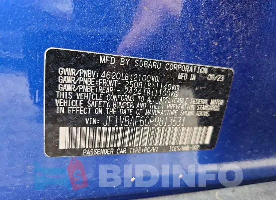 JF1VBAF60P9813531 Photo# 12