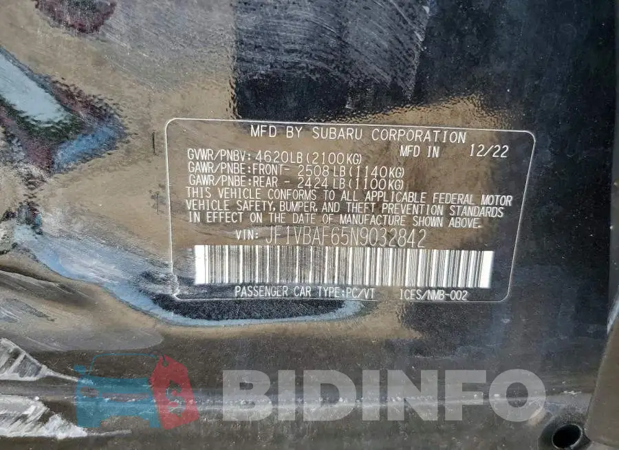 JF1VBAF65N9032842 Photo# 13