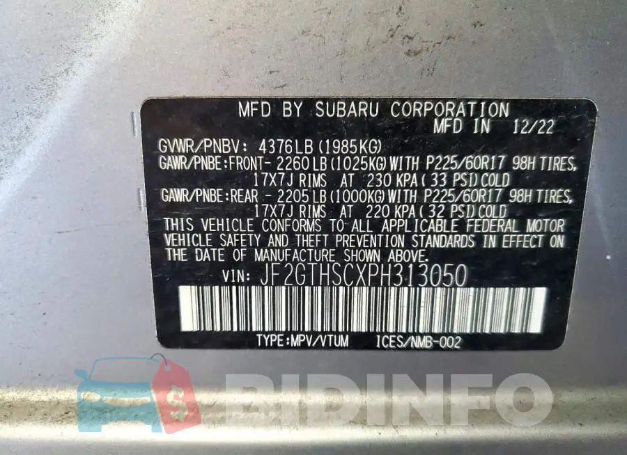 JF2GTHSCXPH313050 Photo# 13