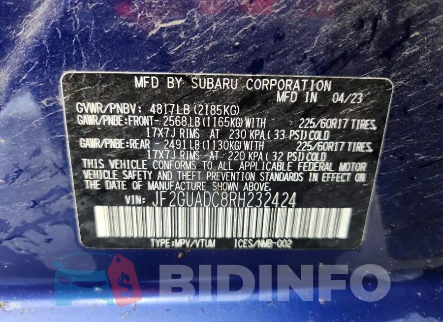 JF2GUADC8RH232424 Photo# 12