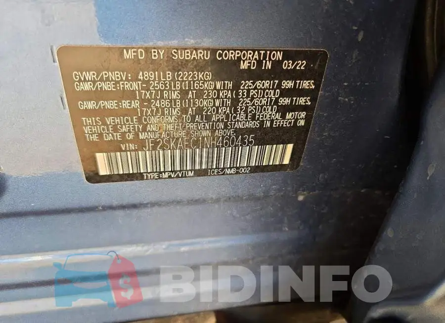 JF2SKAEC1NH460435 Photo# 13