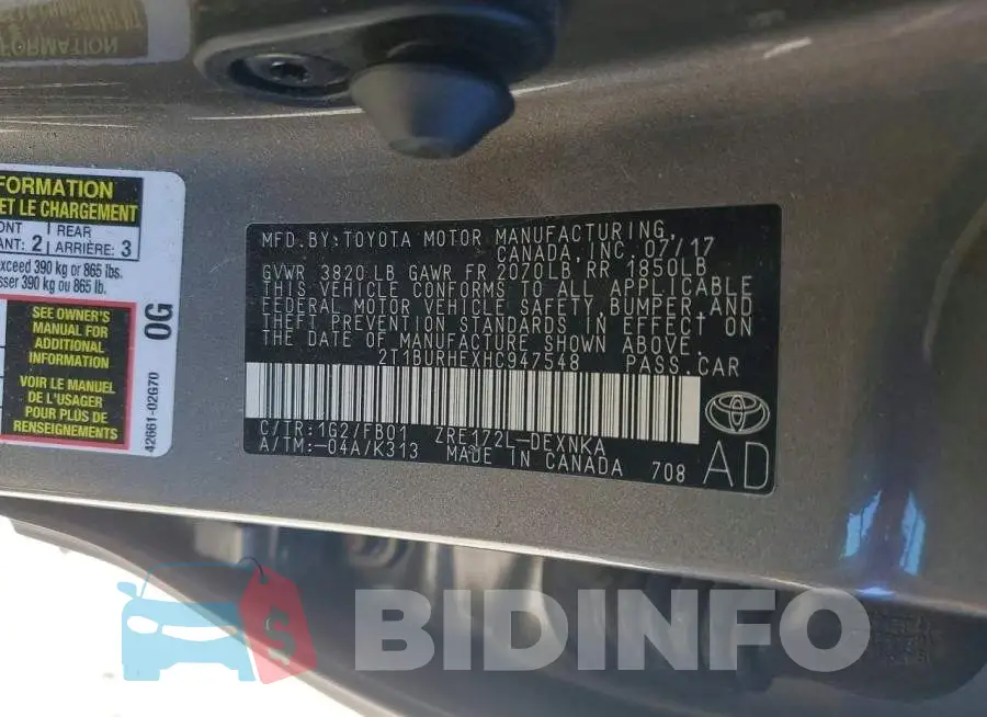 2T1BURHEXHC947548 Photo# 11