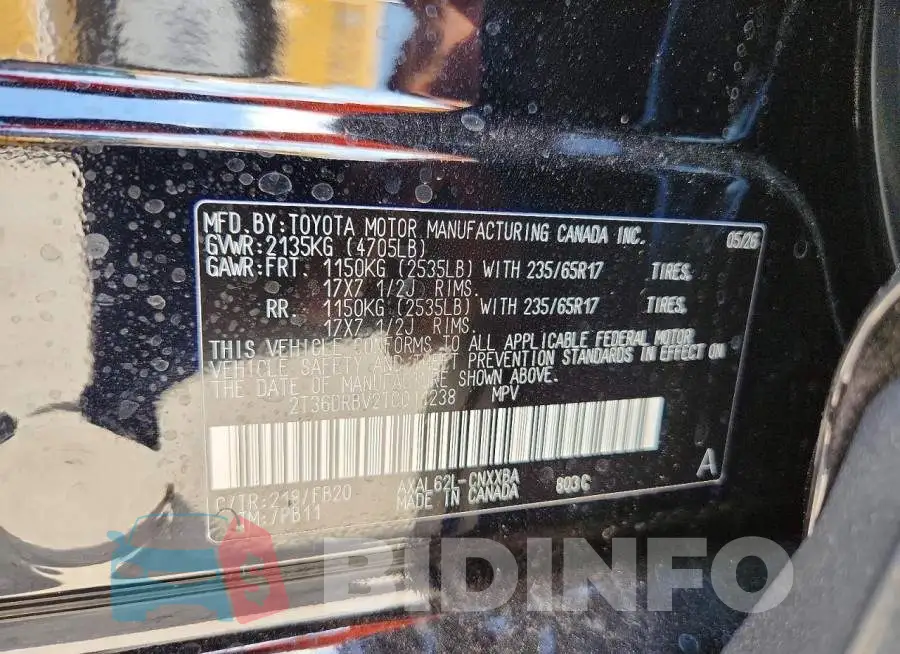 2T36DRBV2TC011238 Photo# 14