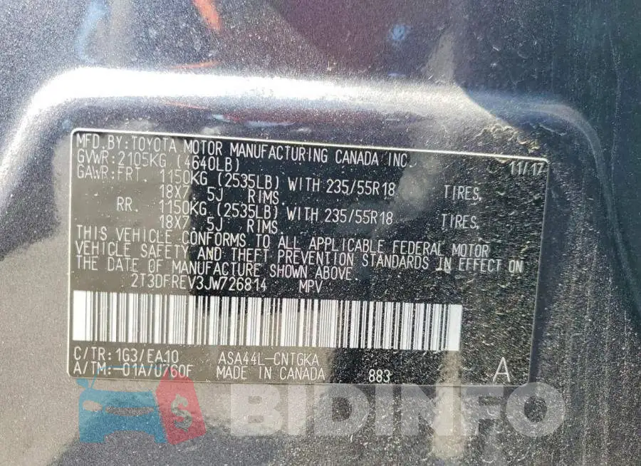 2T3DFREV3JW726814 Photo# 13