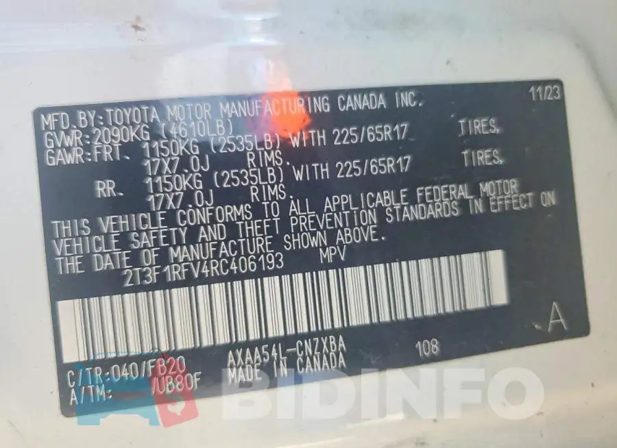 2T3F1RFV4RC406193 Photo# 13