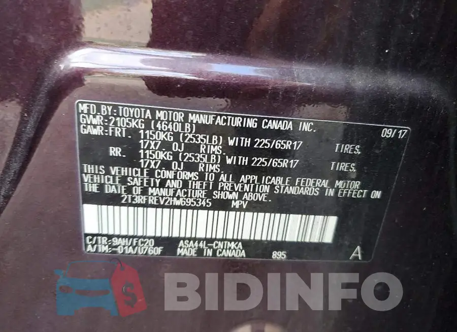 2T3RFREV2HW695345 Photo# 13