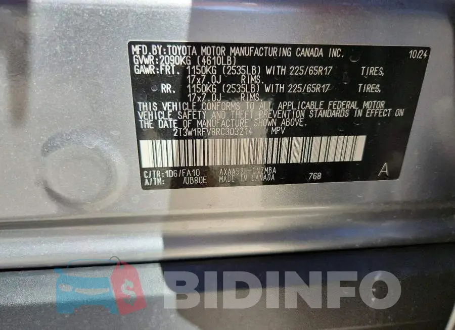 2T3W1RFV8RC303214 Photo# 13