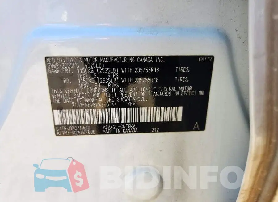 2T3YFREV8HW366144 Photo# 14