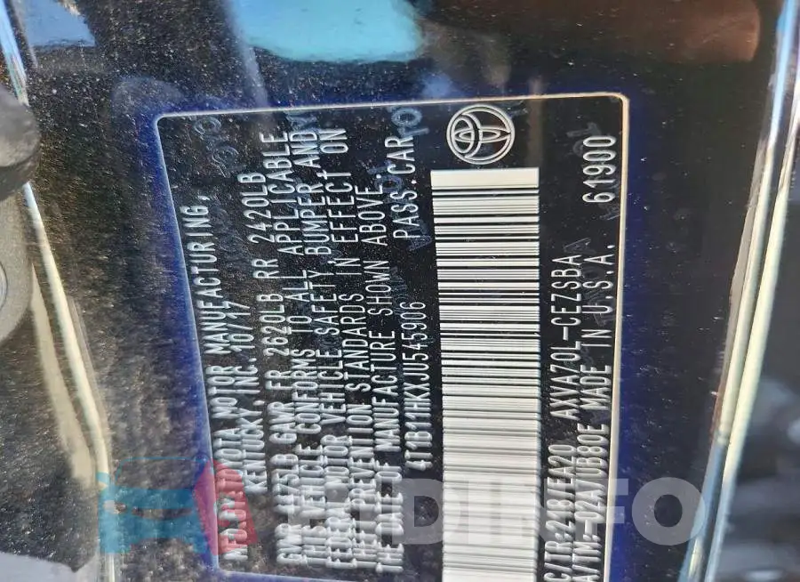4T1B11HKXJU545906 Photo# 12
