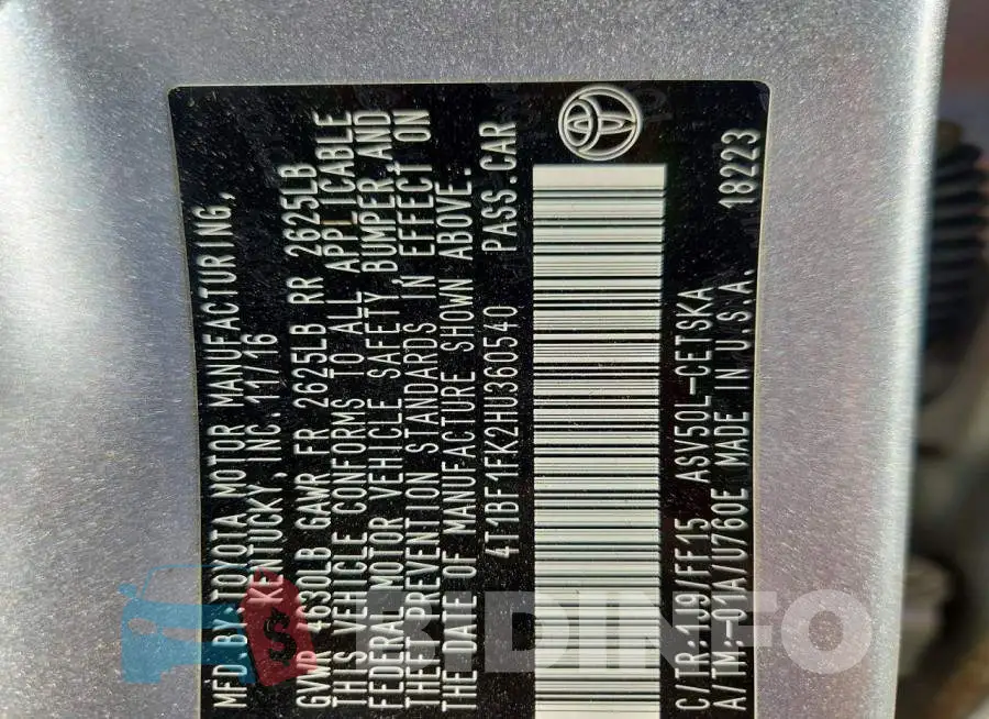 4T1BF1FK2HU360540 Photo# 13