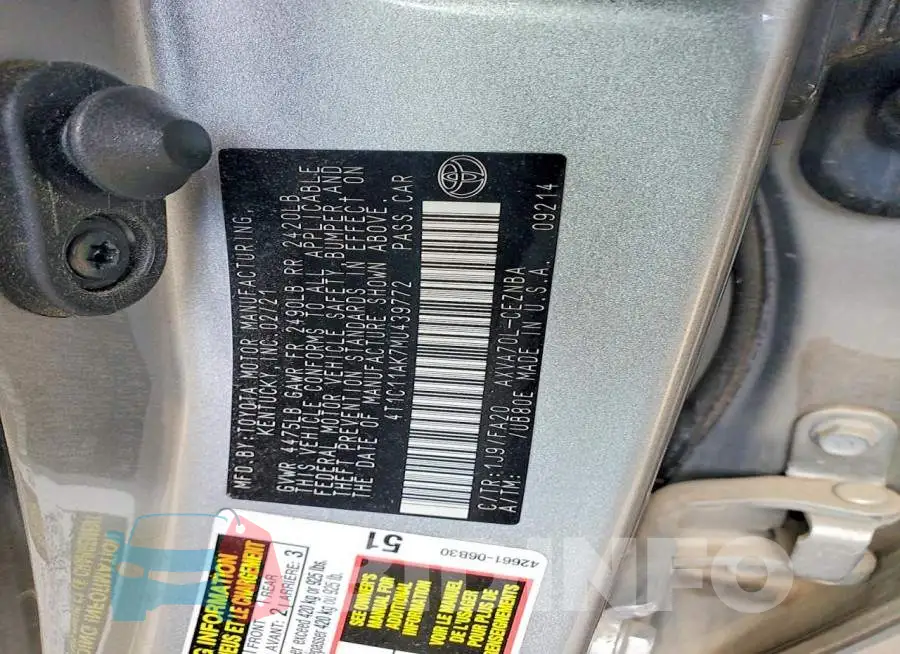 4T1C11AK7MU439772 Photo# 12
