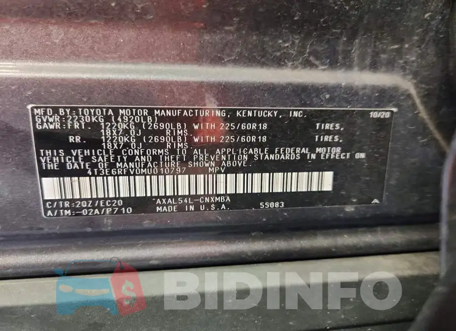 4T3E6RFV0MU010797 Photo# 13