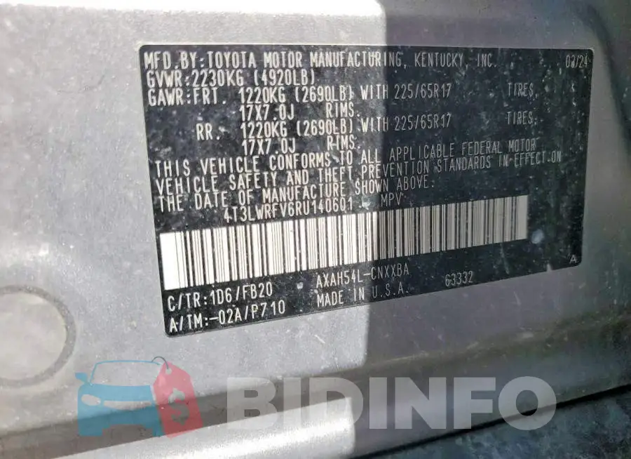 4T3LWRFV6RU140601 Photo# 13