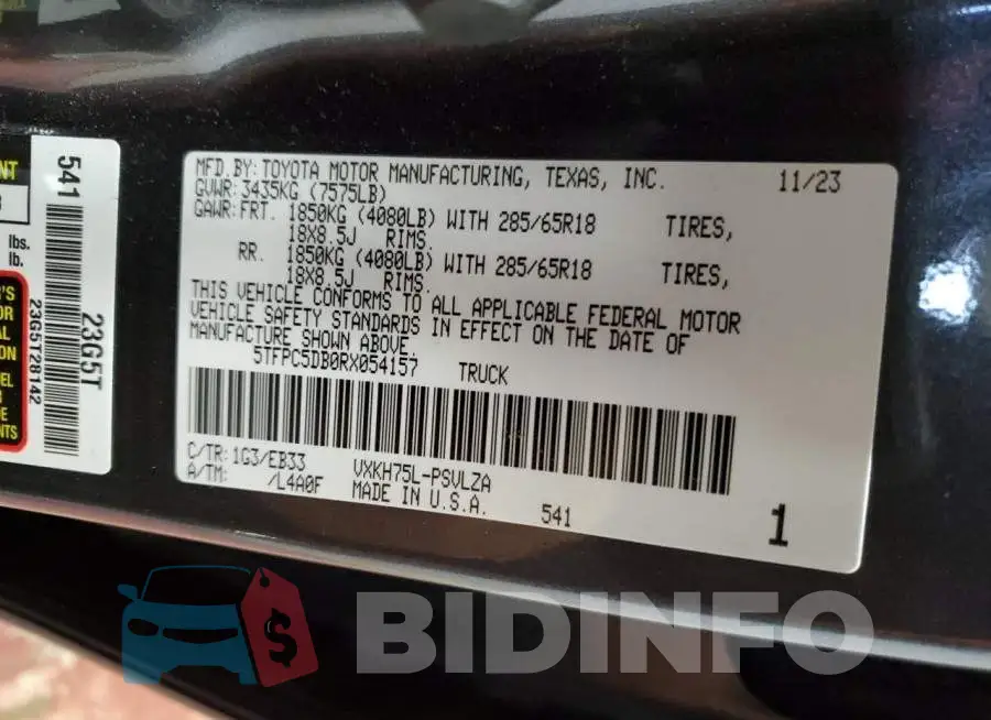 5TFPC5DB0RX054157 Photo# 12