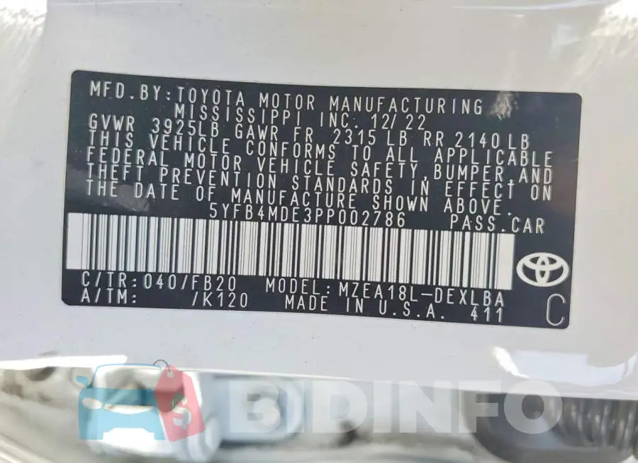 5YFB4MDE3PP002786 Photo# 12
