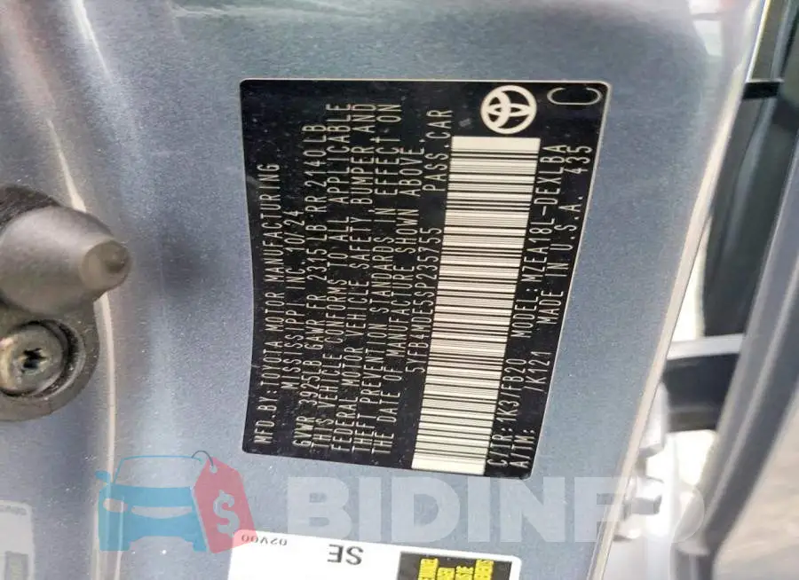 5YFB4MDE5SP235755 Photo# 12