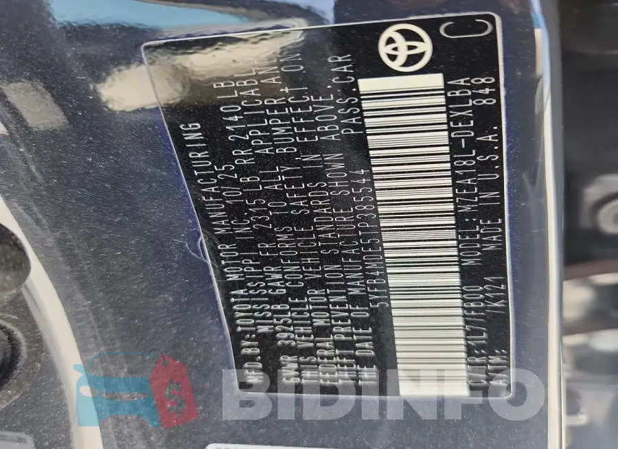 5YFB4MDE5TP385544 Photo# 13