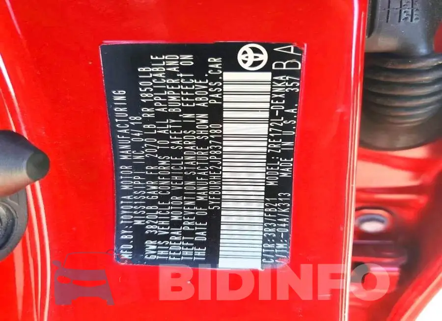 5YFBURHE2JP837180 Photo# 12