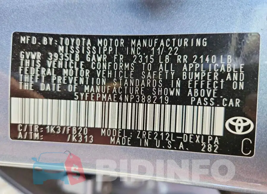 5YFEPMAE4NP388219 Photo# 13