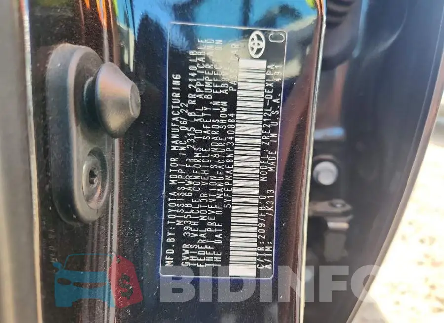 5YFEPMAE8NP340884 Photo# 12