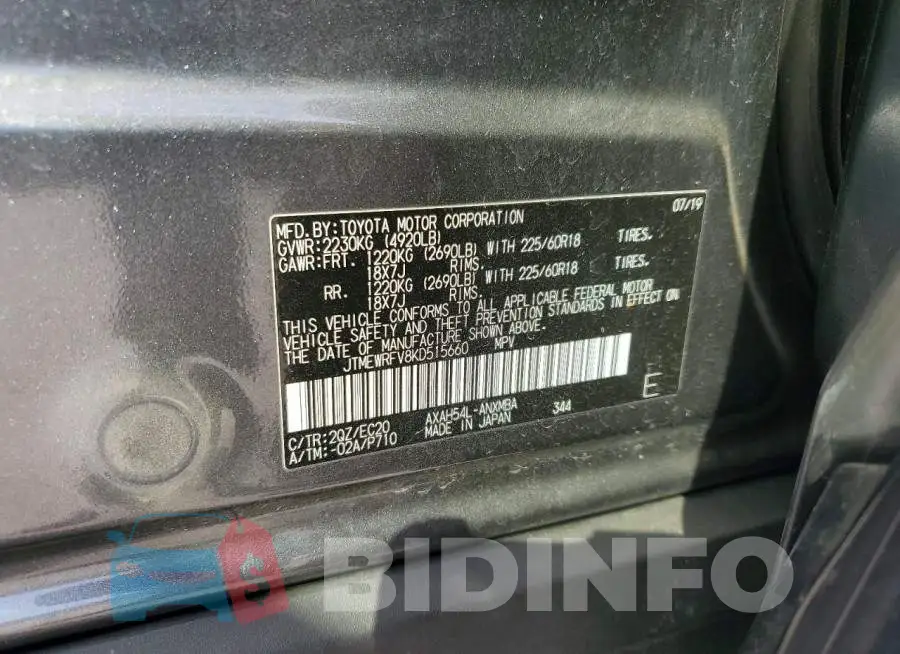 JTMEWRFV8KD515660 Photo# 13