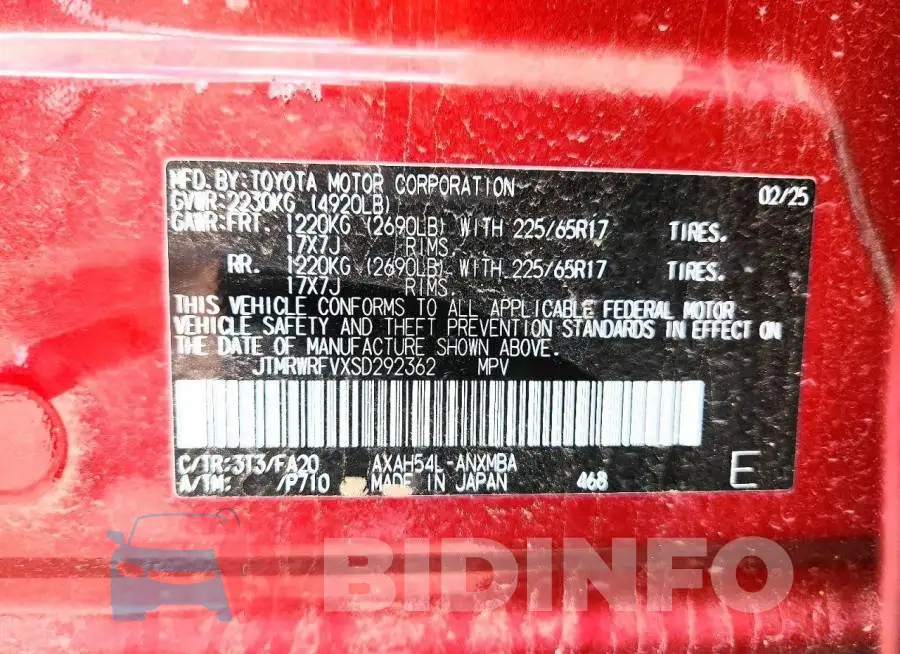 JTMRWRFVXSD292362 Photo# 13