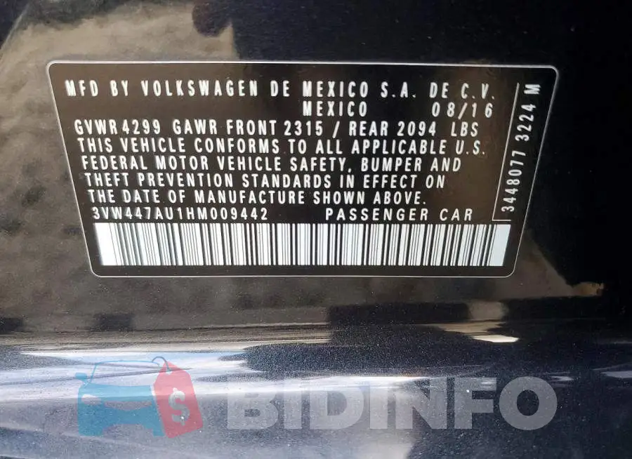 3VW447AU1HM009442 Photo# 12