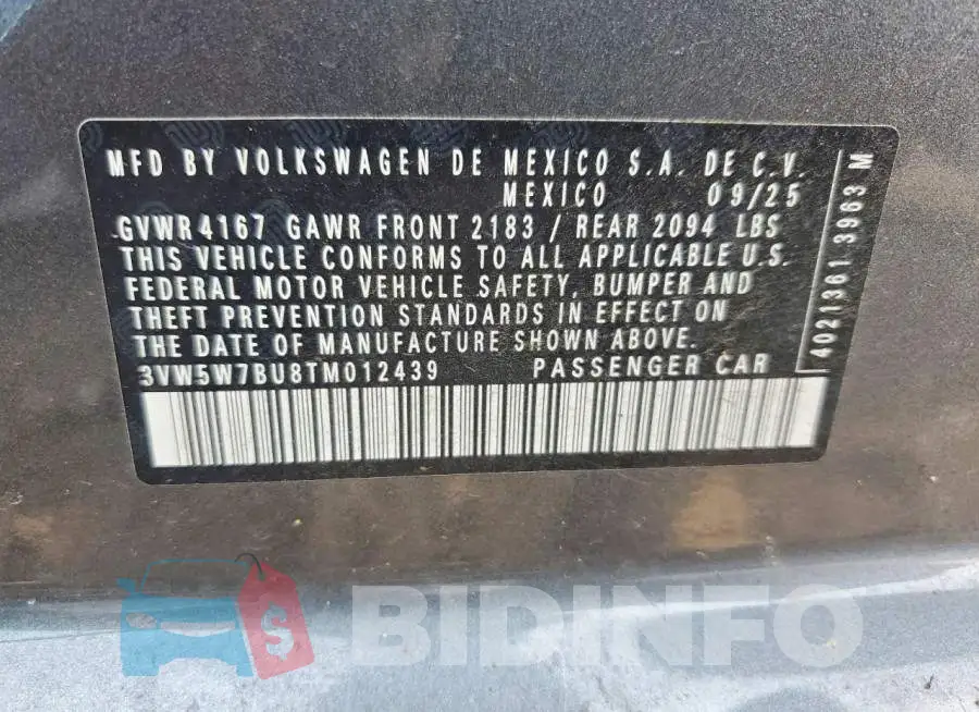 3VW5W7BU8TM012439 Photo# 12